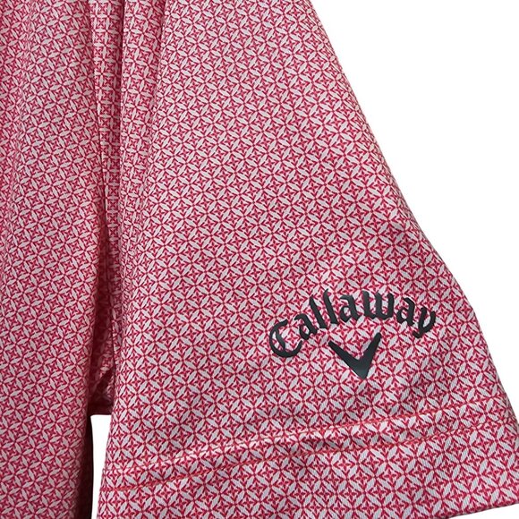 Callaway Men's Opti-Dri Pink Diamond Pattern Polo Shirt L Short Sleeve Golf Top - Picture 6 of 10